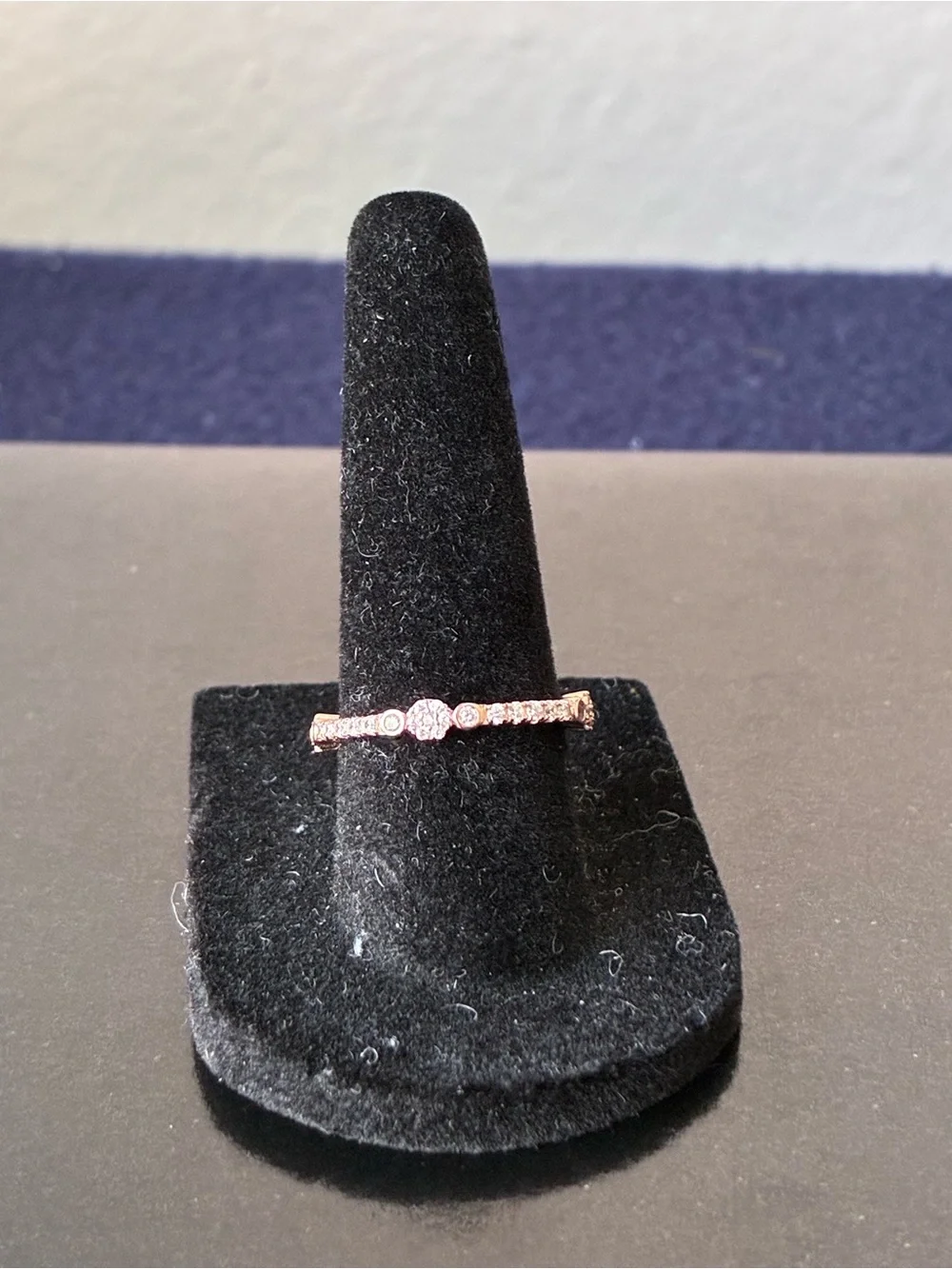 Sterling Silver 925 Rose Gold-Plated Cubic Zirconia Stacking Ring Sz 6.5